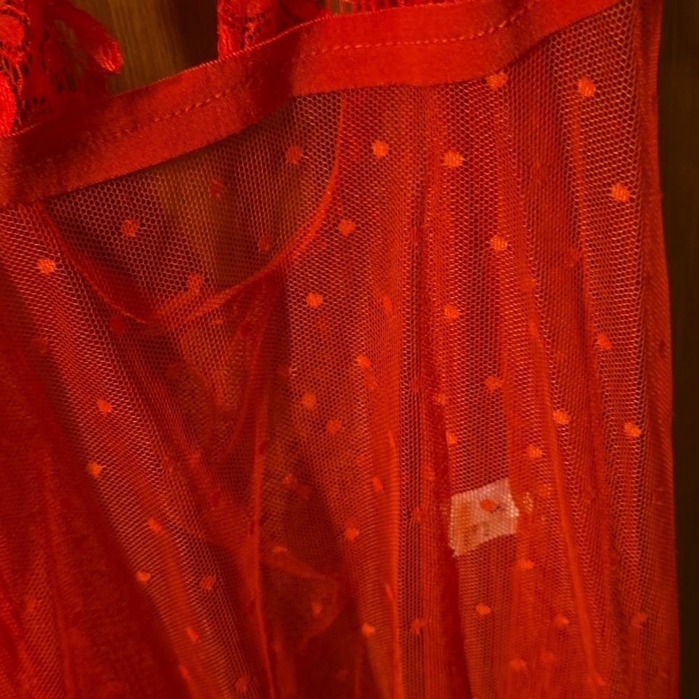 Red Lace Polka Dot Babydoll Lingerie – Size S - Picture 2 of 3
